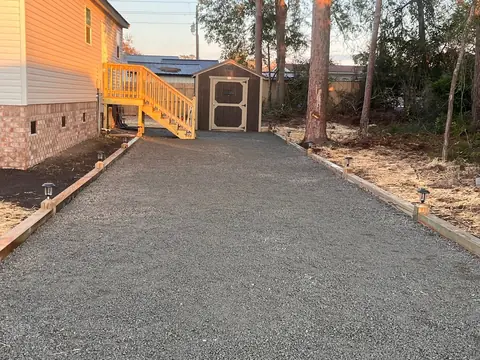 New drive edged and compacted to the steps — Coastal Clearing & Debris, Brunswick County NC